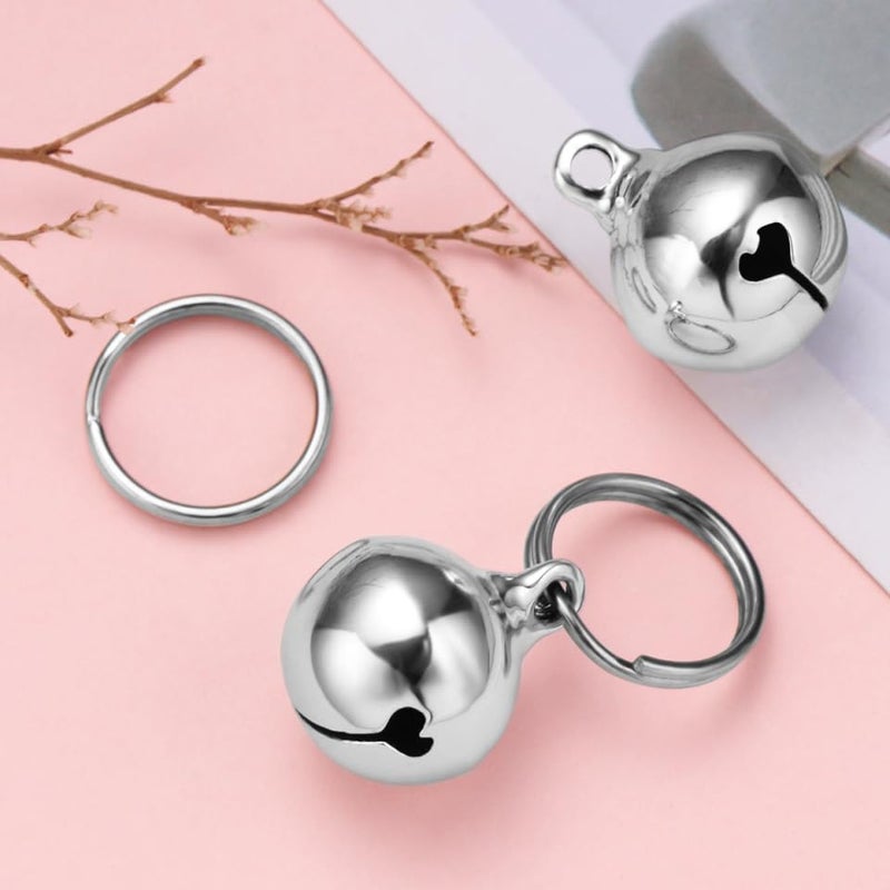 UKCOCO Dog Collar Bell : 6Pcs 16MM Metal Pet Collar Bells with Key Ring for Small Dogs Cats, Clear Sound (Silver) - Image 4